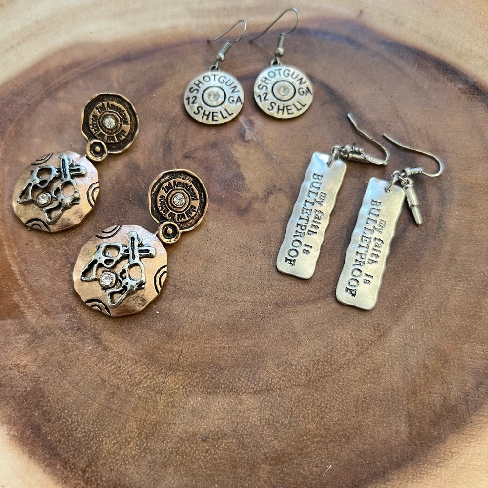 Western Inspired Gold Bullet Earrings